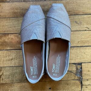 Toms alpargata flats champagne glitter